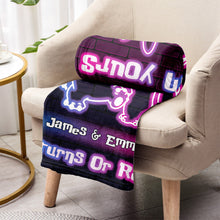 Load image into Gallery viewer, Personalized Neon Effect Ohana Blanket Custom Names Gift for Couples
