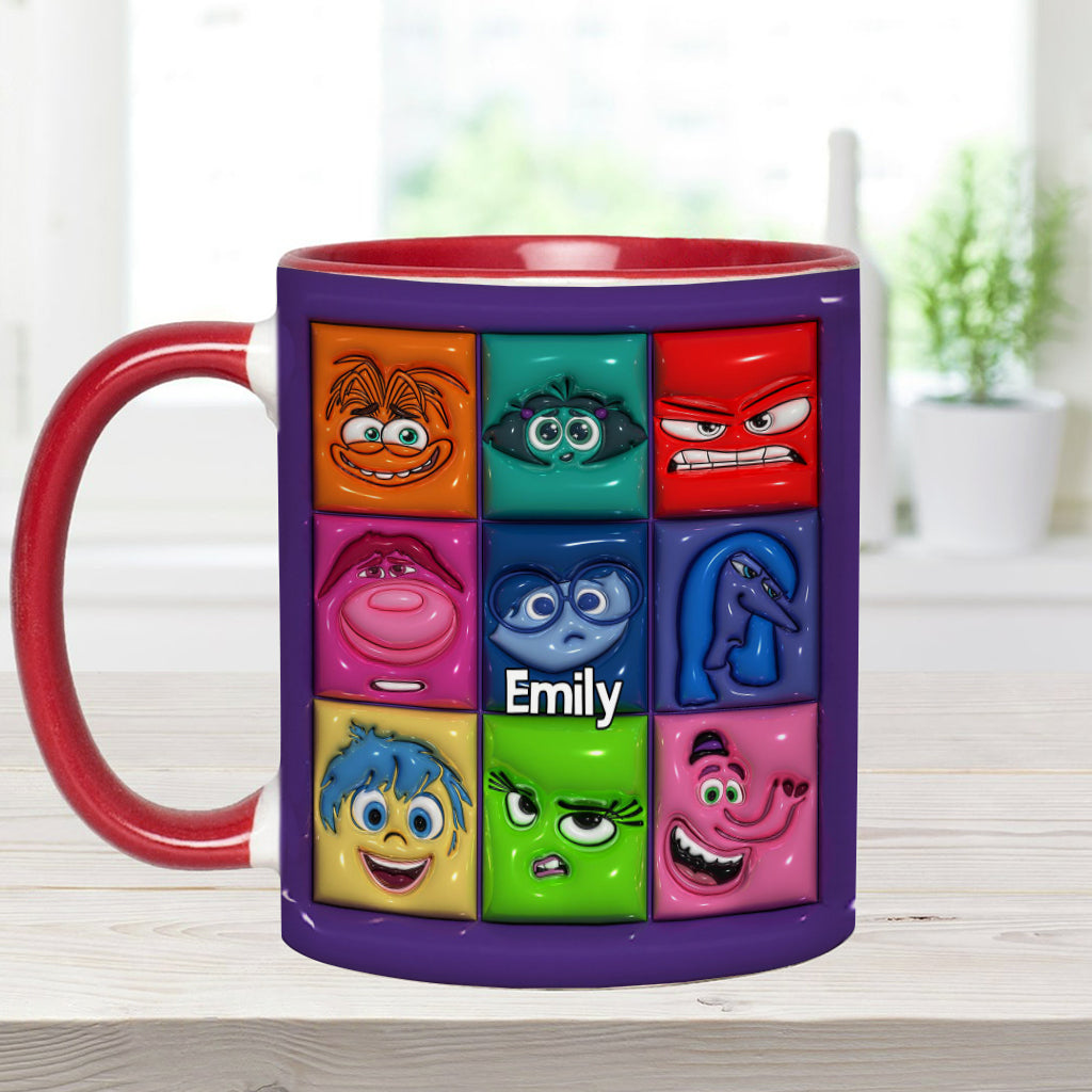 Personalized Accent Mug with Emotion Faces Custom Name Gift