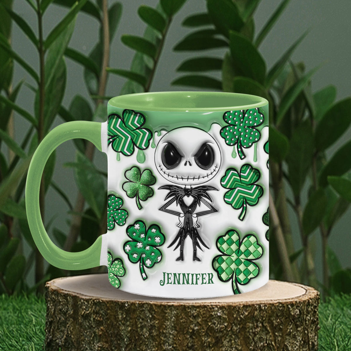 Personalized Nightmare Accent Mug with Shamrocks for Mom