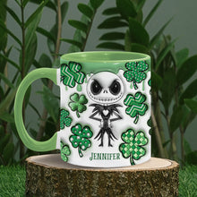 Load image into Gallery viewer, Personalized Nightmare Accent Mug with Shamrocks for Mom
