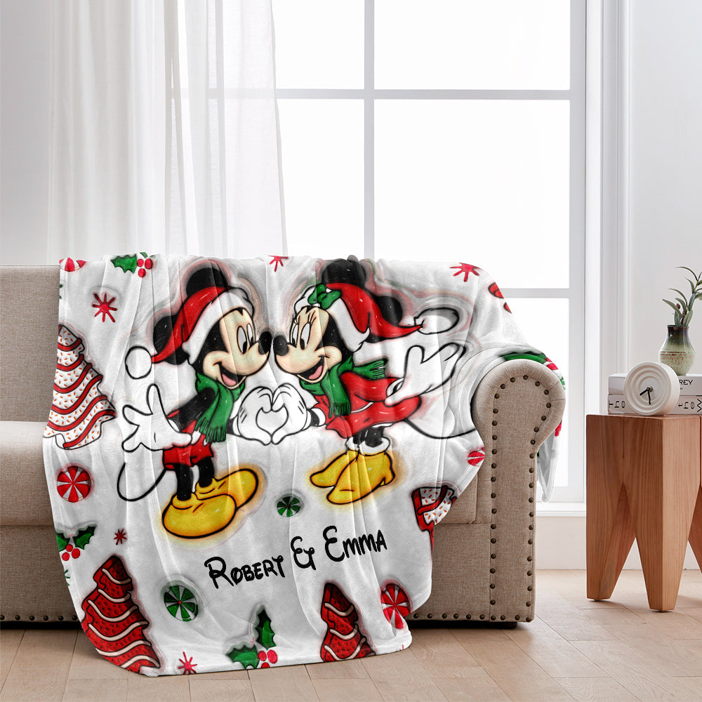 Personalized Christmas Mouse Blanket Gift for Family