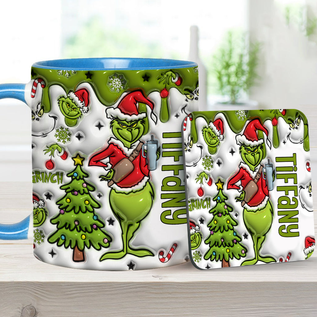 Personalized Grinch Accent Mug Custom Name Gift for Christmas