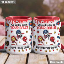 Load image into Gallery viewer, Personalized Superhero Accent Mug Custom Name Gift for Dad
