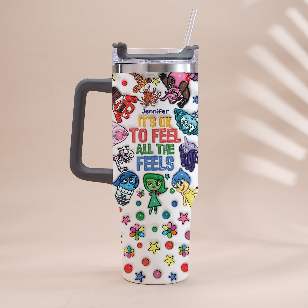 Personalized Insulated Tumbler with Handle - Custom Name Gift for Kids