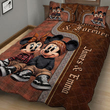 Load image into Gallery viewer, Personalized Mickey &amp; Minnie Mouse Quilt Set for Couples | Unique Romantic Gift
