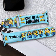 Load image into Gallery viewer, Personalized Silicone Apple Watch Band One In A Minion Gift
