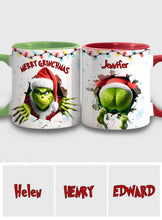 Load image into Gallery viewer, Personalized Merry Grinchmas Accent Mug Custom Name Gift
