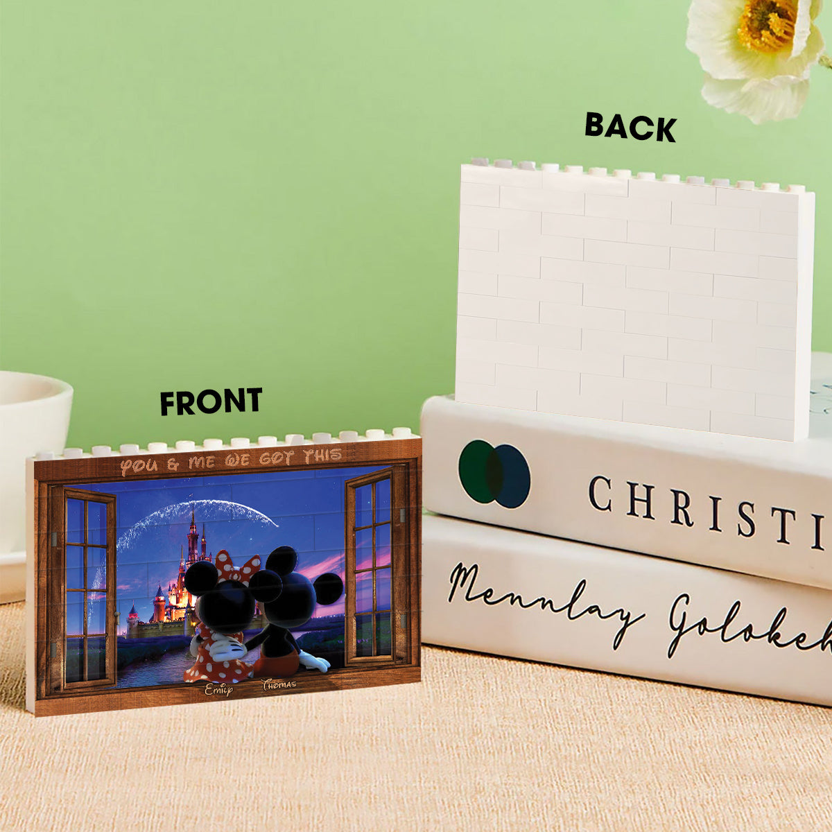 Personalized One-Sided Rectangle Building Brick Blocks for Couples