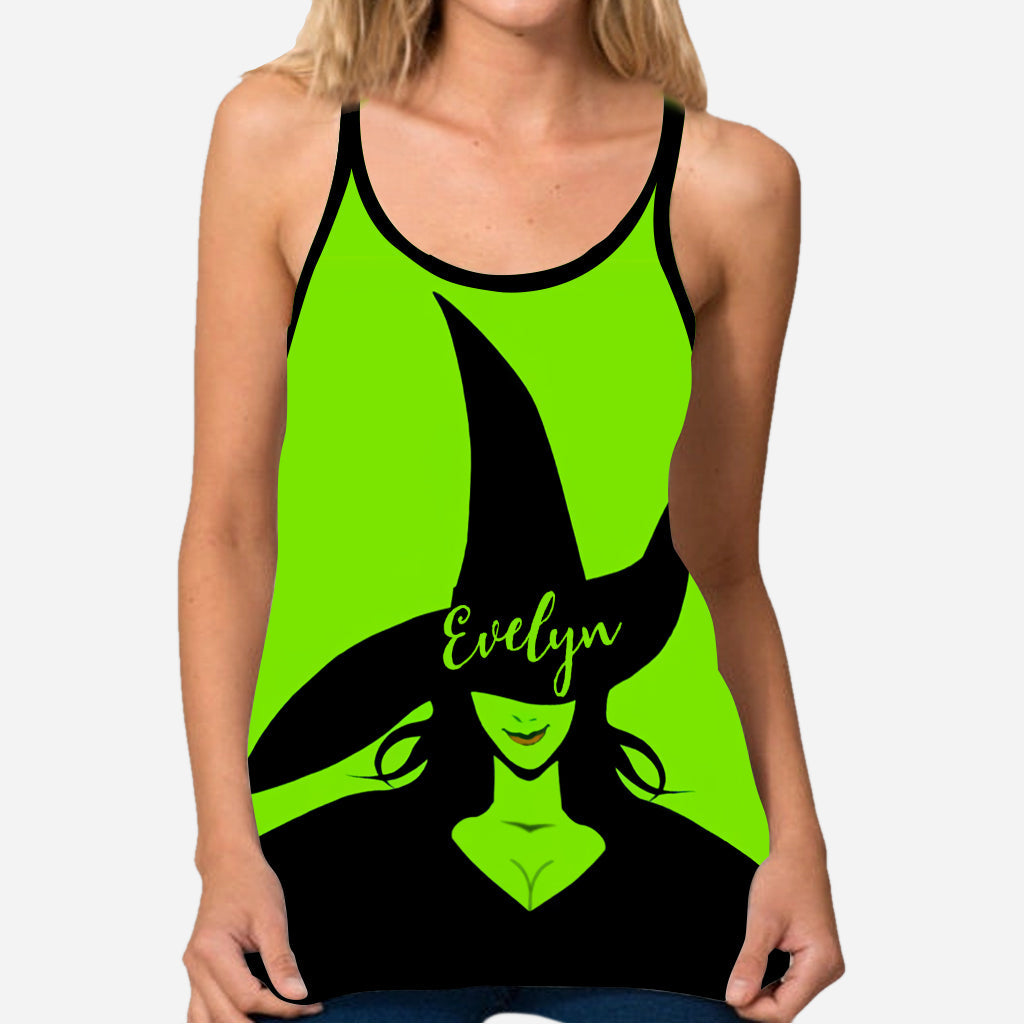 Personalized Witch Cross Tank Top with Custom Name for Halloween