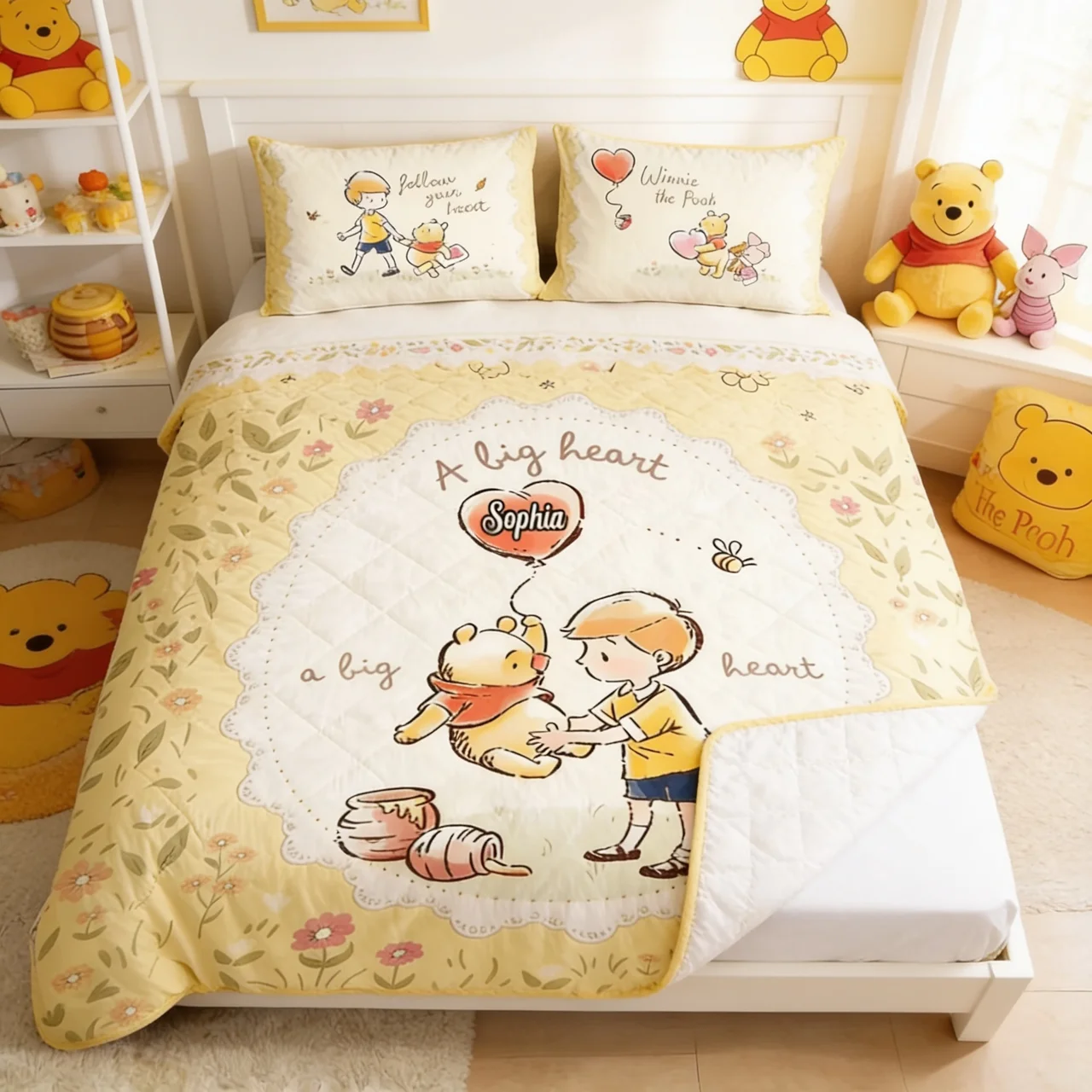 Personalized Quilted Bedding Set Custom Name Gift for Kids