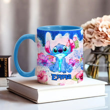 Load image into Gallery viewer, Personalized Ohana Accent Mug Colorful Floral Design Gift
