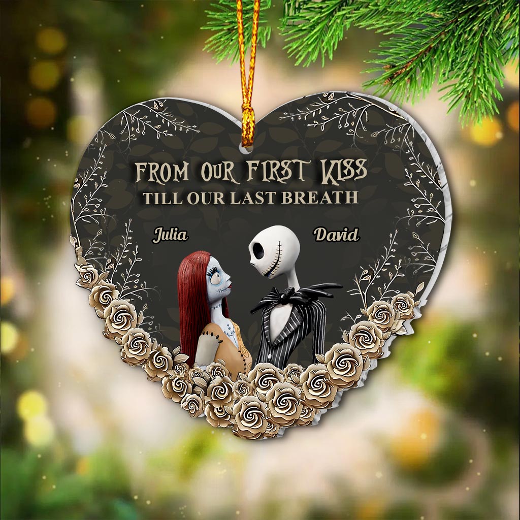 Personalized Nightmare Before Christmas Heart Ornament Custom Names Gift for Couples