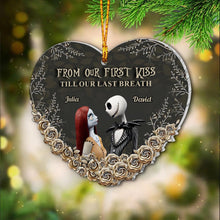 Load image into Gallery viewer, Personalized Nightmare Before Christmas Heart Ornament Custom Names Gift for Couples
