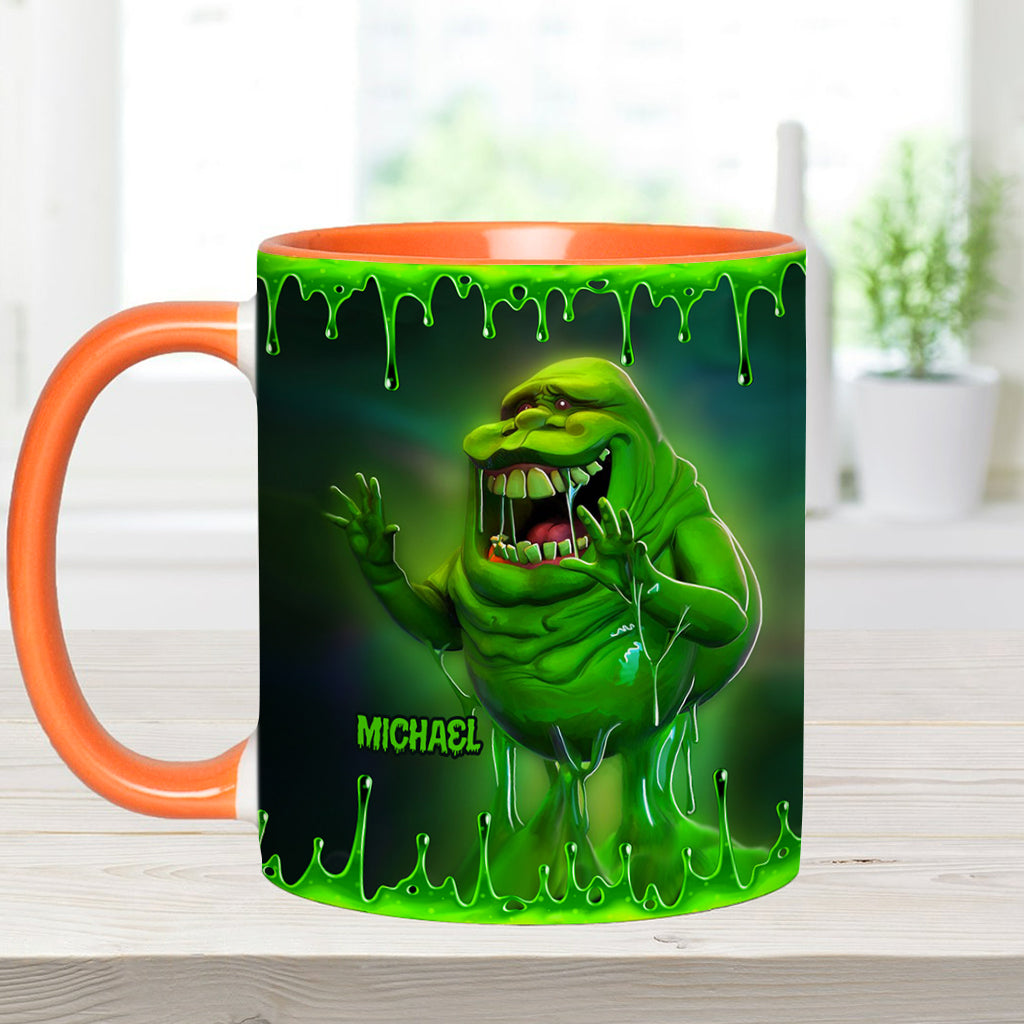 Personalized Green Ghost Accent Mug for Halloween & Birthdays