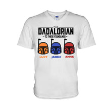 Load image into Gallery viewer, Personalized Dadalorian T-Shirt &amp; Hoodie Gift for Dad | Custom Family Names

