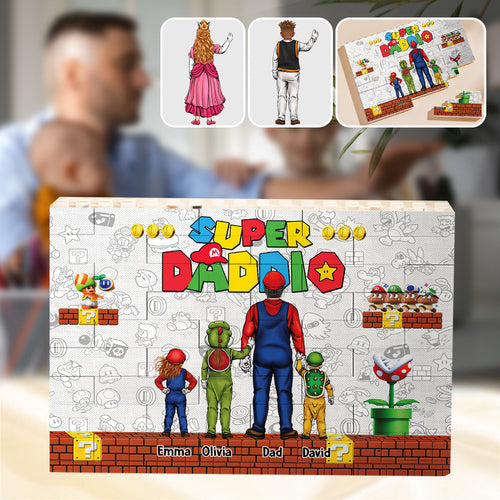 Personalized Super Dad Building Brick Custom Name Gift for Father's Day
