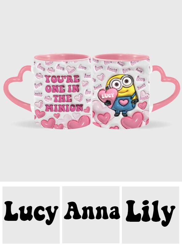 Personalized Heart Handle Mug Minion Design Custom Name Gift for Valentine’s Day