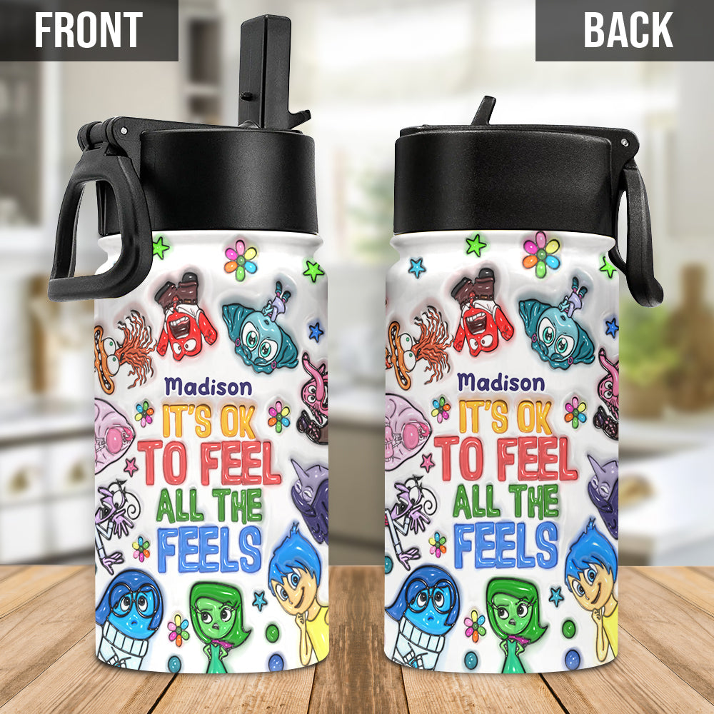 Personalized Kids Water Bottle Custom Name Fun Design Gift