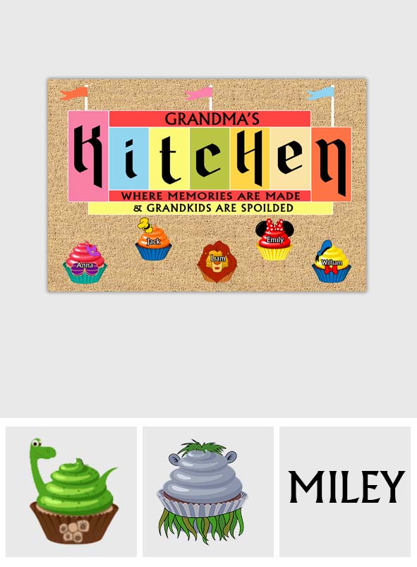 Personalized Grandma's Kitchen Doormat Custom Names Gift