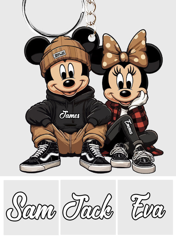 Personalized Chicano Mouse Keychain Custom Name Gift for Couple