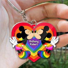 Load image into Gallery viewer, Personalized Acrylic LGBT Support Keychain for Couples | Love Is Love
