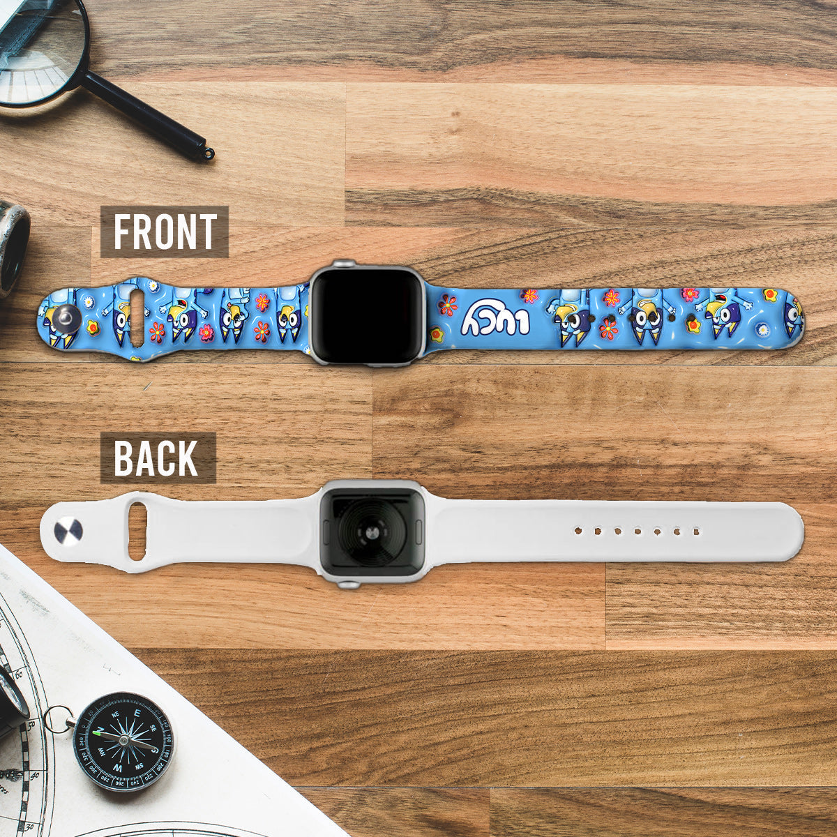 Personalized Silicone Apple Watch Band with Cute Design for Kids