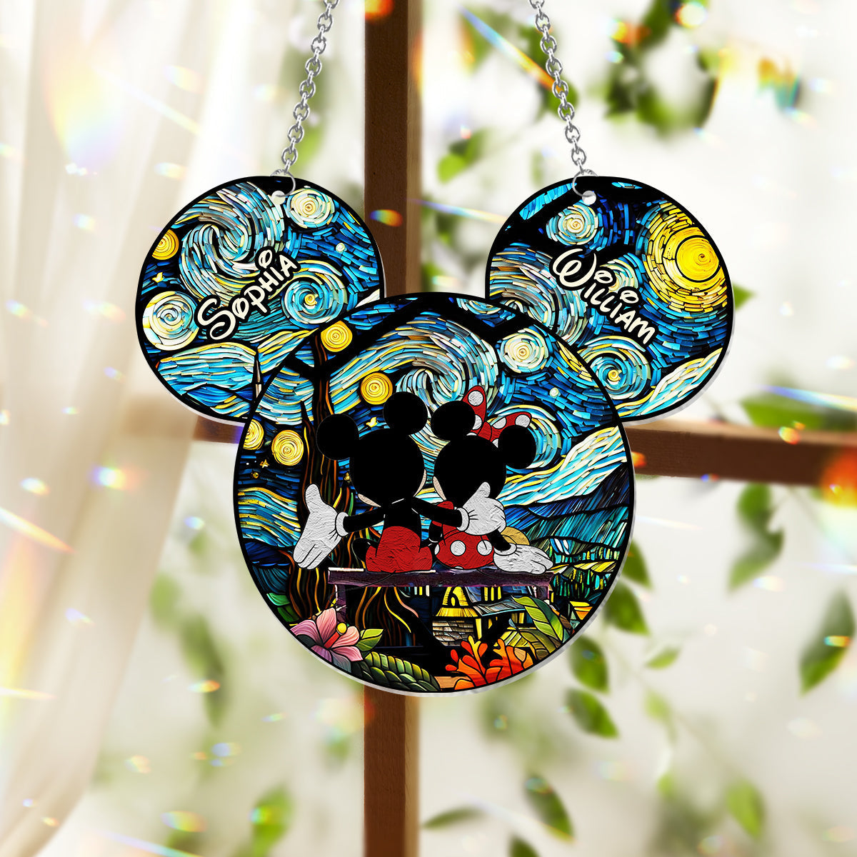 Personalized Mouse Couple Suncatcher Ornament for Animal Lovers