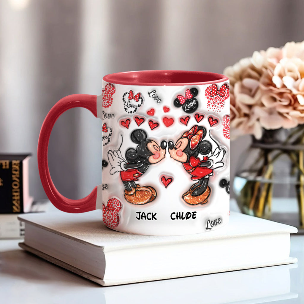 Personalized Accent Mug You & Me Kissing Mickey Minnie Gift for Couple