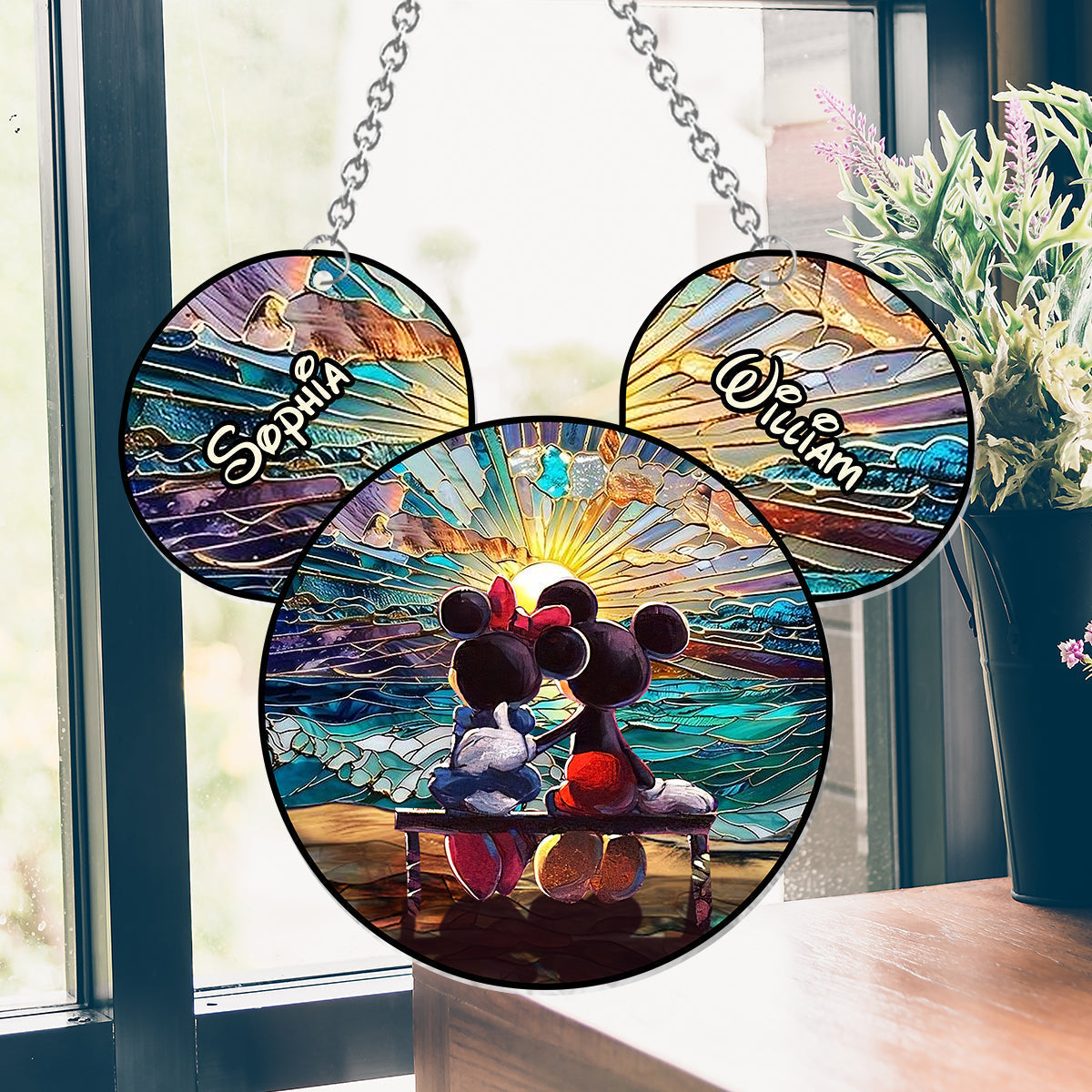 Personalized Beach Couple Suncatcher Ornament Gift for Home