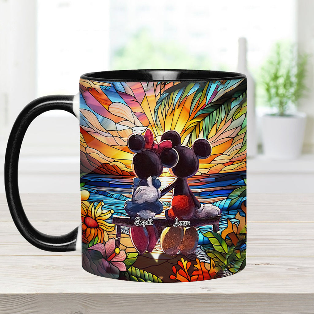 Personalized Sunset Accent Mug Custom Name Gift for Couples