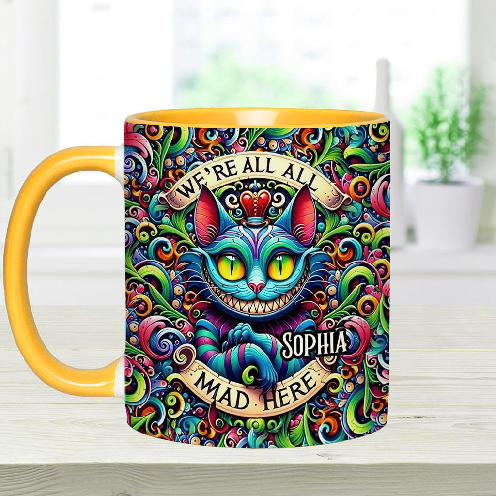 Personalized Ceramic Accent Mug with Colorful Cat Design for Birthdays or Christmas