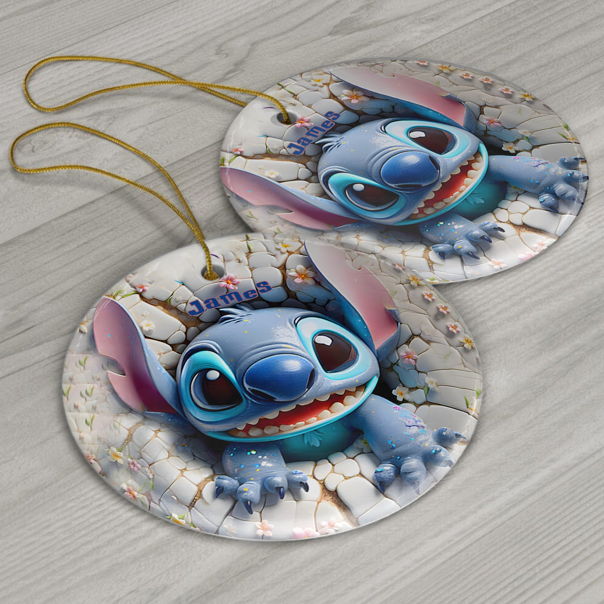 Personalized Ohana Ceramic Ornament Custom Name Gift for Christmas