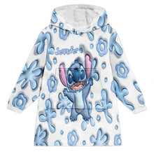 Load image into Gallery viewer, Personalized Blanket Hoodie with Custom Name and Stitch Design
