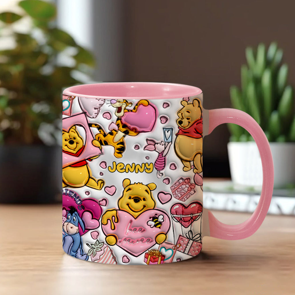 Personalized Accent Mug with Cute Pooh Bear Design for Valentine’s Day or Wedding Gift