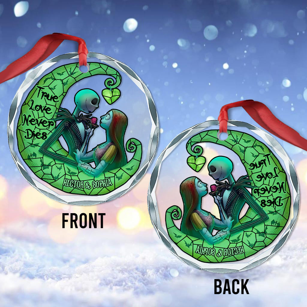 Personalized True Love Never Dies Glass Ornament Christmas Gift
