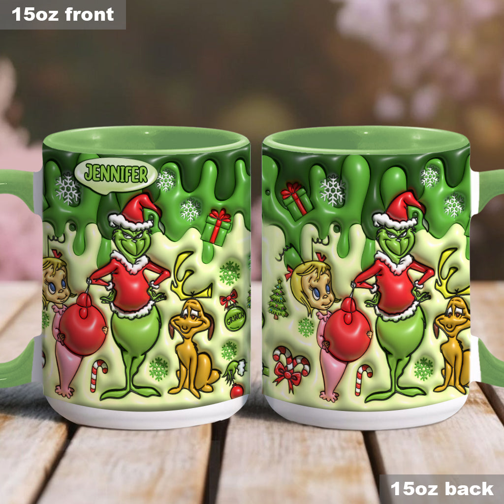Personalized Grinch Accent Mug & Coaster Custom Name Gift