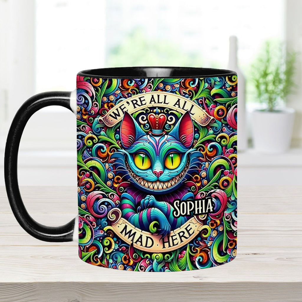 Personalized Ceramic Accent Mug with Colorful Cat Design for Birthdays or Christmas