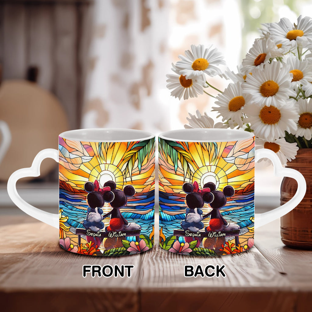 Personalized Heart Handle Mug Custom Name Gift for Couple