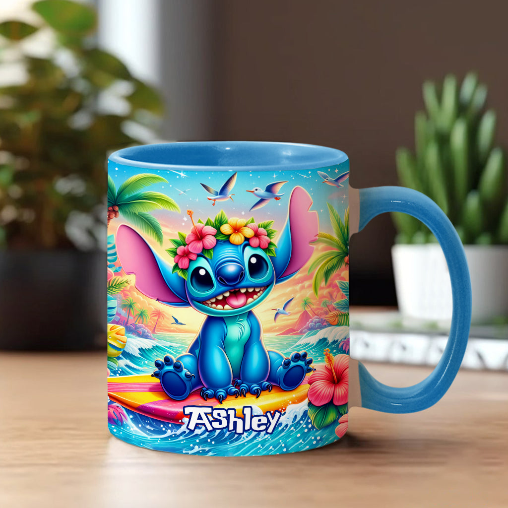 Personalized Ohana Accent Mug Custom Name Tropical Gift