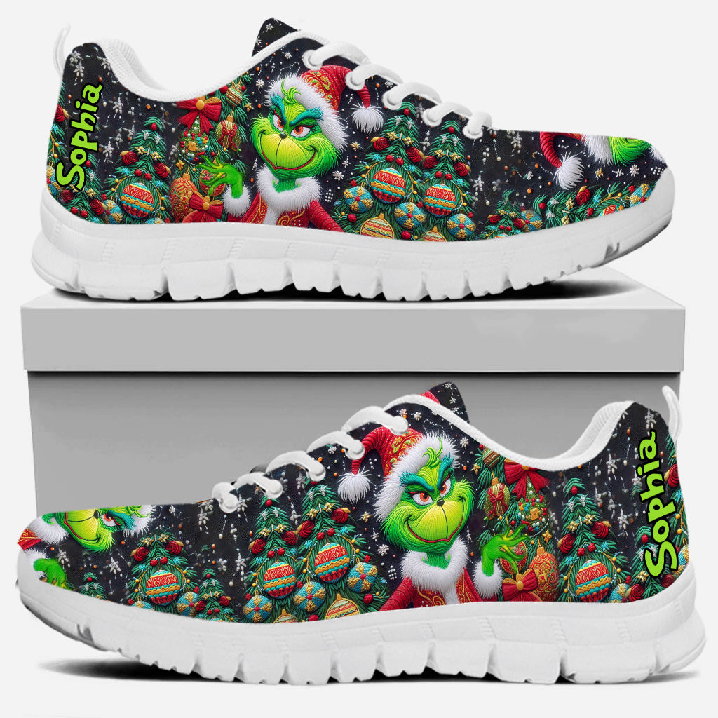 Personalized Merry Grinchmas Sneakers Custom Name Christmas Gift