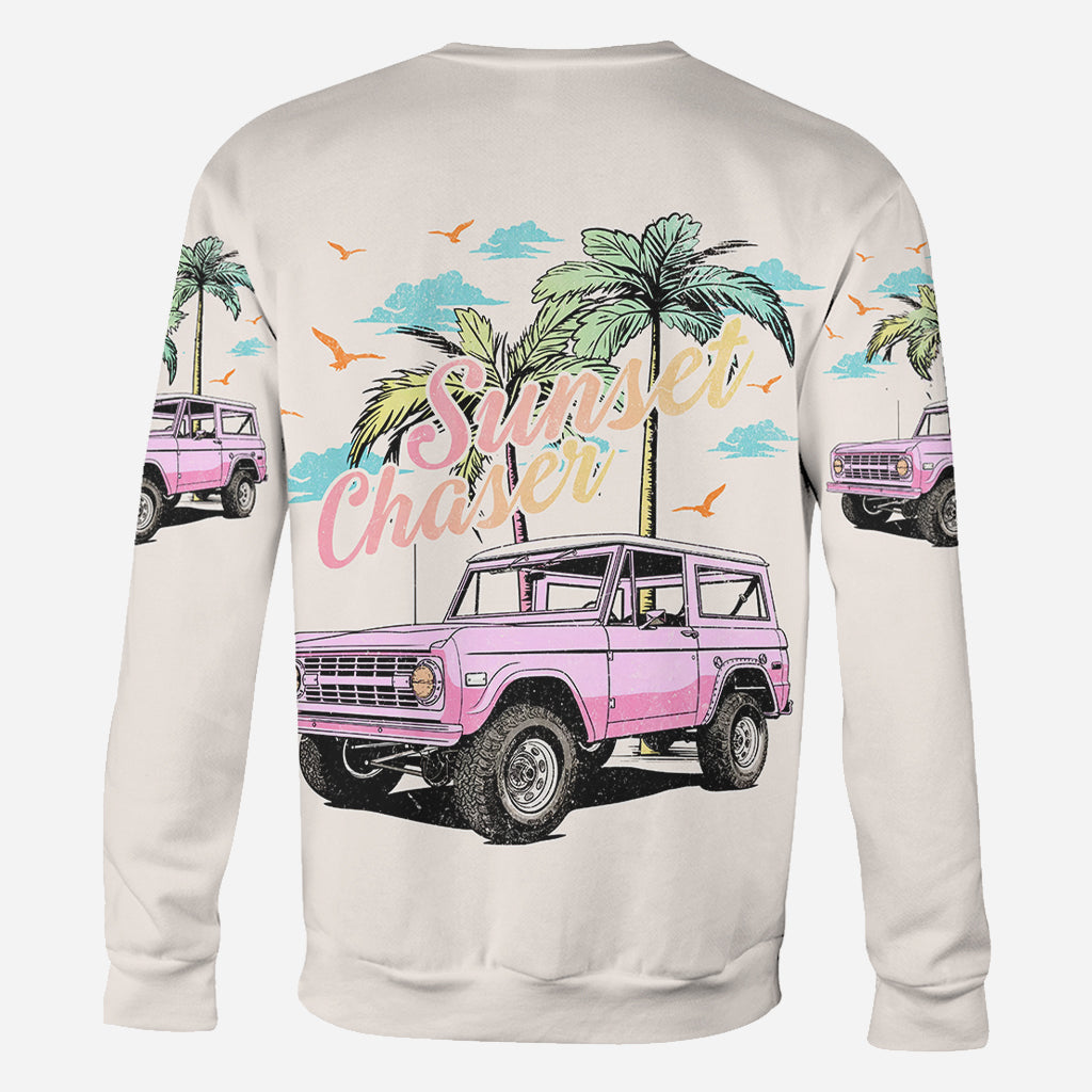 Personalized Sunset Chaser All Over Shirt with Custom Name for Beach Lovers