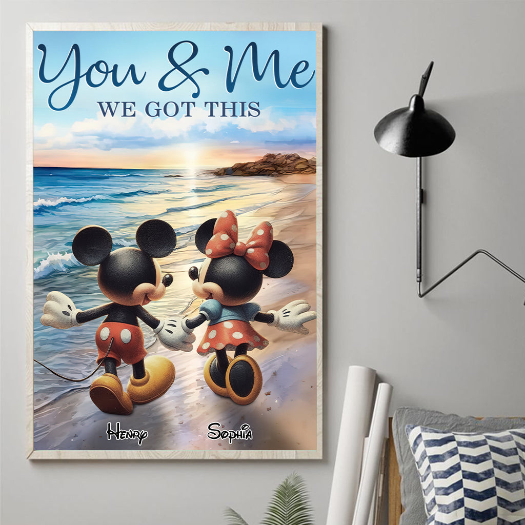 Personalized Mouse Ears Couple Retro Beach Canvas Art Gift