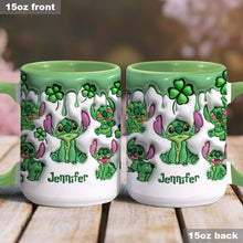 Load image into Gallery viewer, Personalized Lucky Shamrock Accent Mug Custom Name Gift
