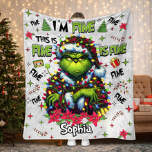 Load image into Gallery viewer, Personalized Grinch Christmas Blanket Custom Name Soft Gift
