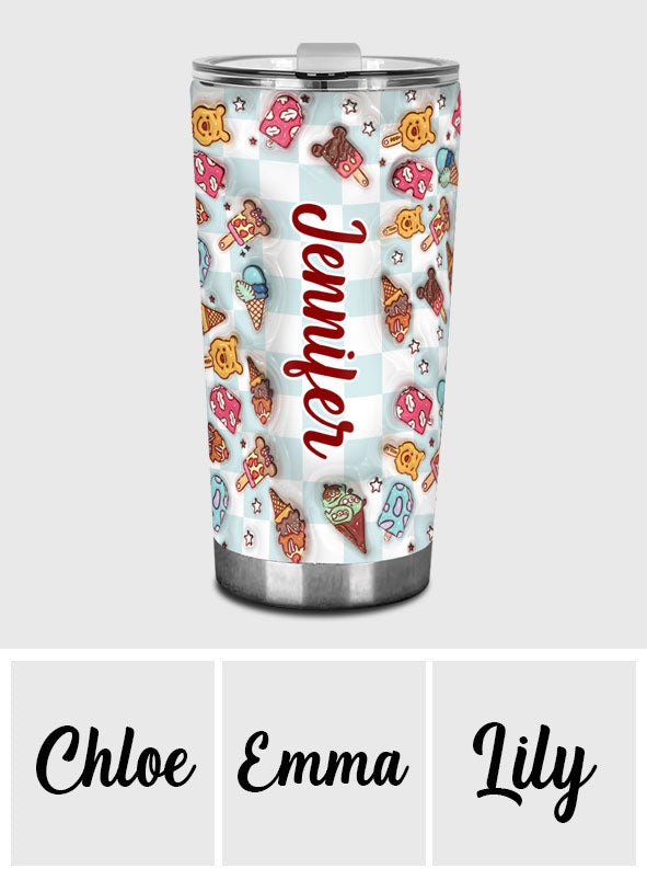 Personalized Tumbler with Snacks Design Custom Name Gift