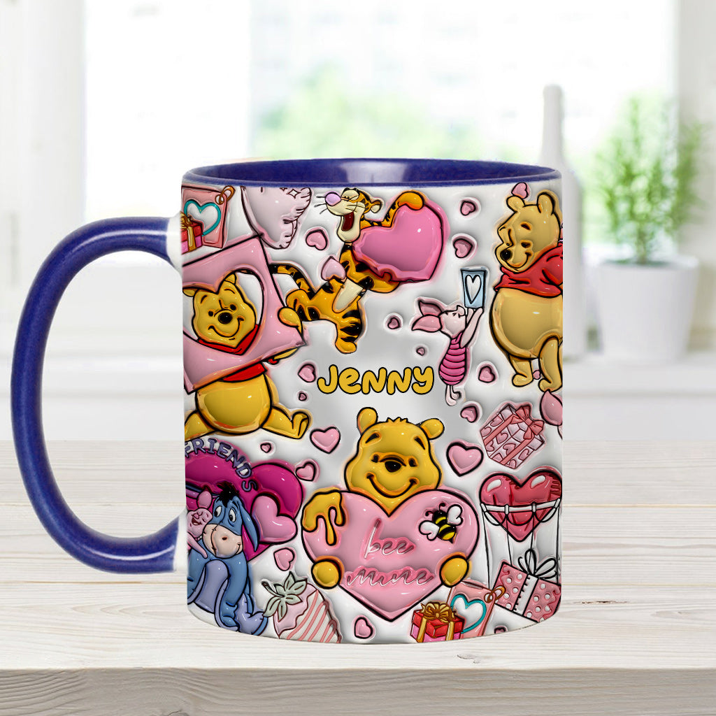 Personalized Accent Mug with Cute Pooh Bear Design for Valentine’s Day or Wedding Gift