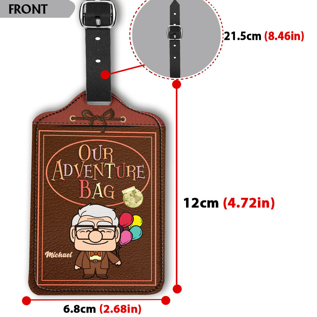 Personalized Leather Luggage Tag Custom Name Adventure Gift