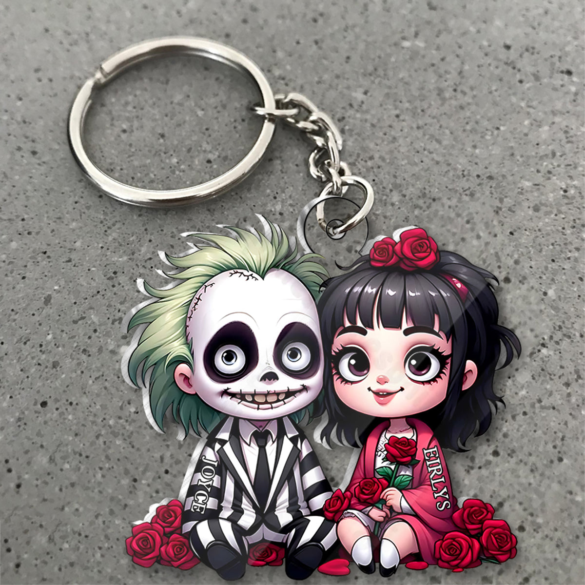 Personalized Horror Couple Keychain Custom Name Gift