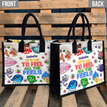 Load image into Gallery viewer, Personalized Canvas Tote Bag It's Okay To Feel All The Feels Gift for Mom/Teacher
