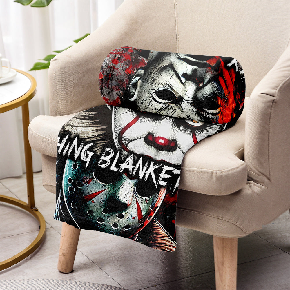 Personalized Horror Movie Watching Blanket Custom Name Gift